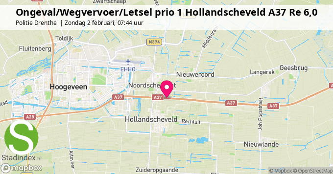 Ongeval/Wegvervoer/Letsel prio 1 Hollandscheveld A37 Re 6,0