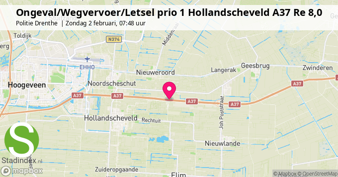 Ongeval/Wegvervoer/Letsel prio 1 Hollandscheveld A37 Re 8,0