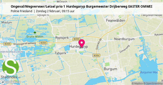 Ongeval/Wegvervoer/Letsel prio 1 Hurdegaryp Burgemeester Drijberweg EASTER OMWEI