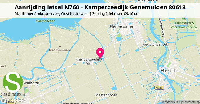 Aanrijding letsel N760 - Kamperzeedijk Genemuiden 80613