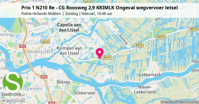 Prio 1 N210 Re - CG Roosweg 2,9 KRIMLK Ongeval wegvervoer letsel