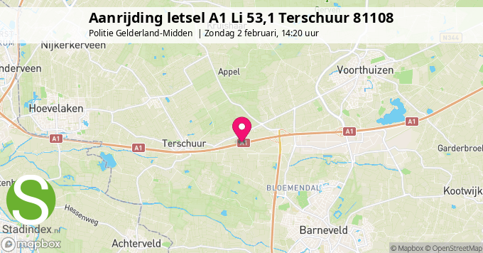 Aanrijding letsel A1 Li 53,1 Terschuur 81108