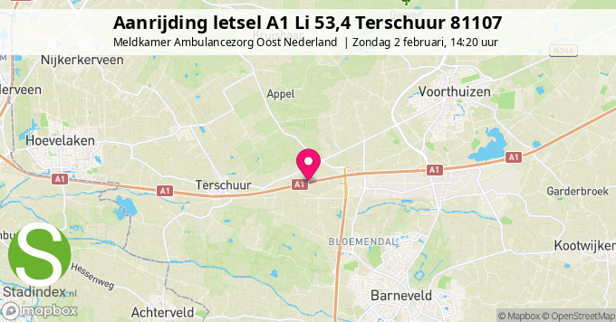 Aanrijding letsel A1 Li 53,4 Terschuur 81107