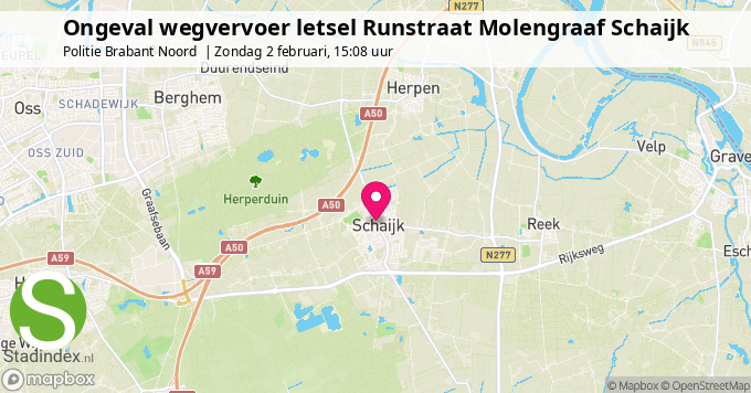 Ongeval wegvervoer letsel Runstraat Molengraaf Schaijk