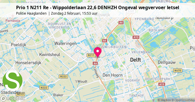 Prio 1 N211 Re - Wippolderlaan 22,6 DENHZH Ongeval wegvervoer letsel