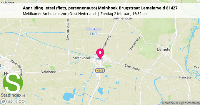 Aanrijding letsel (fiets, personenauto) Molnhoek Brugstraat Lemelerveld 81427