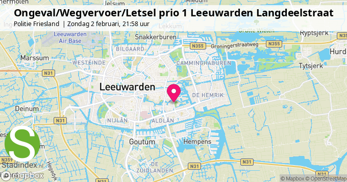 Ongeval/Wegvervoer/Letsel prio 1 Leeuwarden Langdeelstraat