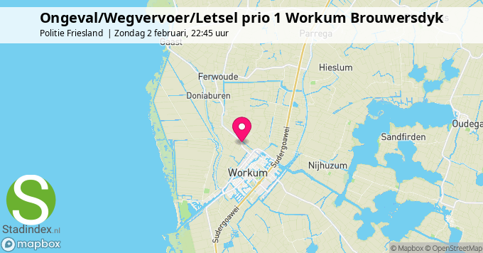 Ongeval/Wegvervoer/Letsel prio 1 Workum Brouwersdyk