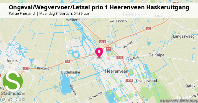 Ongeval/Wegvervoer/Letsel prio 1 Heerenveen Haskeruitgang