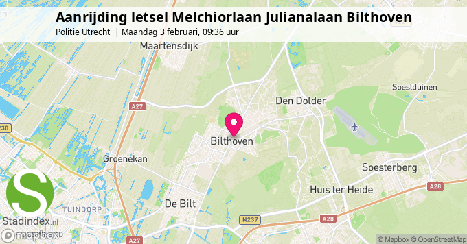 Aanrijding letsel Melchiorlaan Julianalaan Bilthoven