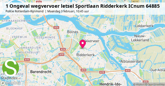 1 Ongeval wegvervoer letsel Sportlaan Ridderkerk ICnum 64885