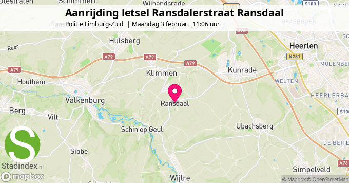 Aanrijding letsel Ransdalerstraat Ransdaal