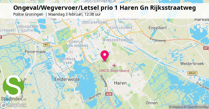 Ongeval/Wegvervoer/Letsel prio 1 Haren Gn Rijksstraatweg