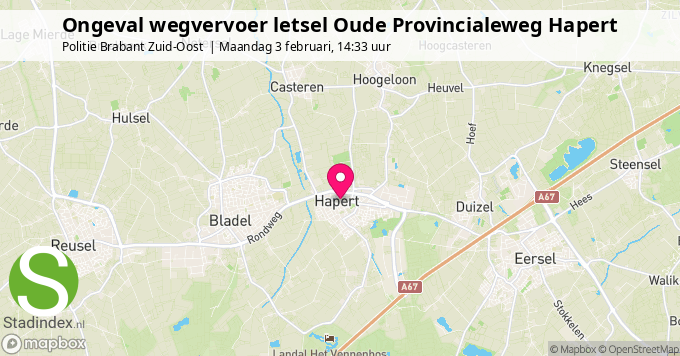 Ongeval wegvervoer letsel Oude Provincialeweg Hapert