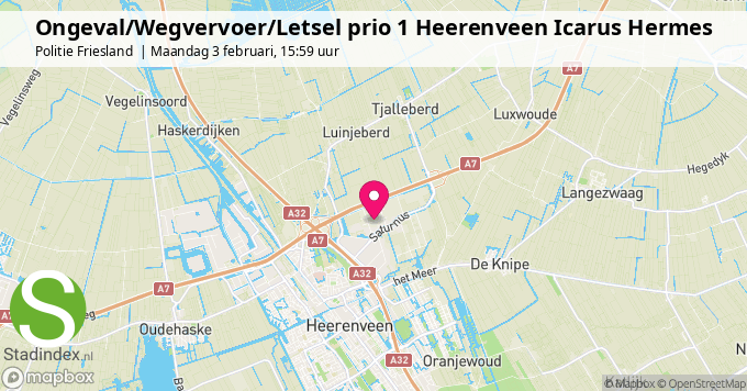 Ongeval/Wegvervoer/Letsel prio 1 Heerenveen Icarus Hermes