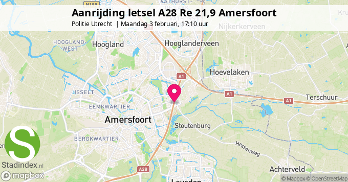 Aanrijding letsel A28 Re 21,9 Amersfoort