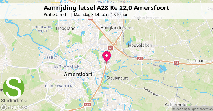 Aanrijding letsel A28 Re 22,0 Amersfoort