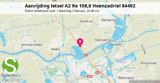 Aanrijding letsel A2 Re 108,8 Hoenzadriel 84492