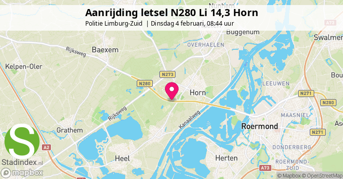 Aanrijding letsel N280 Li 14,3 Horn