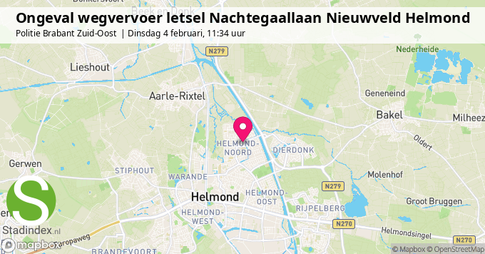 Ongeval wegvervoer letsel Nachtegaallaan Nieuwveld Helmond