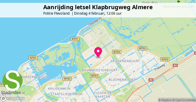 Aanrijding letsel Klapbrugweg Almere