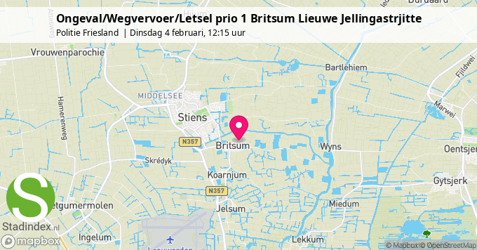 Ongeval/Wegvervoer/Letsel prio 1 Britsum Lieuwe Jellingastrjitte