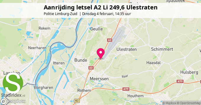 Aanrijding letsel A2 Li 249,6 Ulestraten