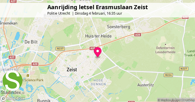 Aanrijding letsel Erasmuslaan Zeist