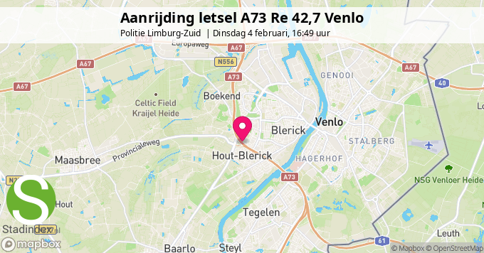 Aanrijding letsel A73 Re 42,7 Venlo