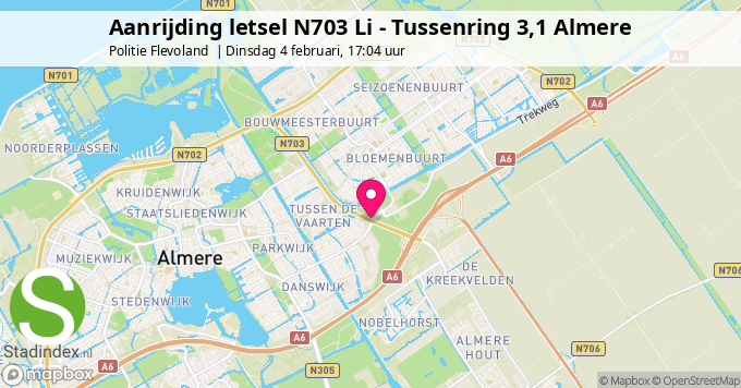 Aanrijding letsel N703 Li - Tussenring 3,1 Almere