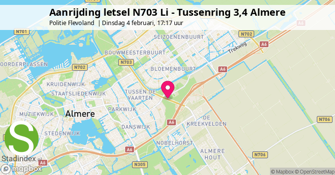 Aanrijding letsel N703 Li - Tussenring 3,4 Almere