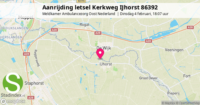 Aanrijding letsel Kerkweg IJhorst 86392