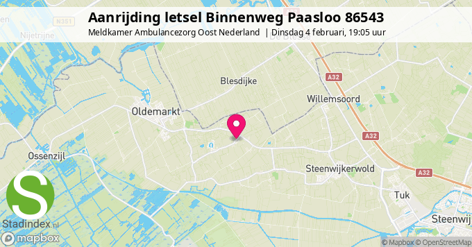 Aanrijding letsel Binnenweg Paasloo 86543