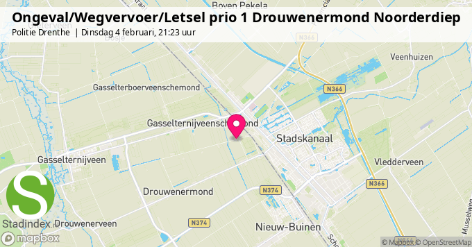 Ongeval/Wegvervoer/Letsel prio 1 Drouwenermond Noorderdiep