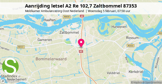 Aanrijding letsel A2 Re 102,7 Zaltbommel 87353