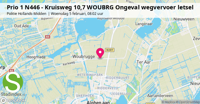 Prio 1 N446 - Kruisweg 10,7 WOUBRG Ongeval wegvervoer letsel