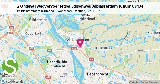 2 Ongeval wegvervoer letsel Edisonweg Alblasserdam ICnum 68434