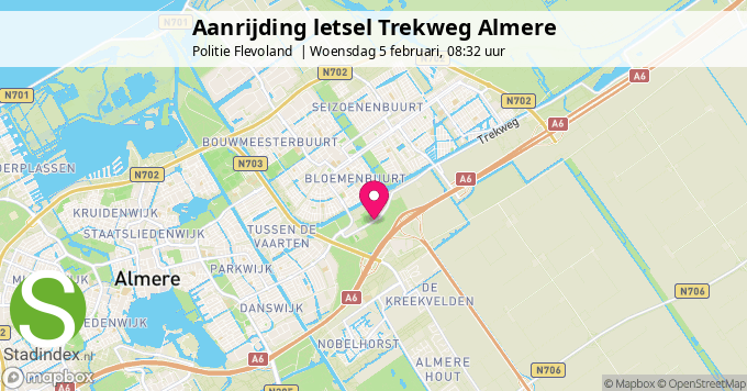 Aanrijding letsel Trekweg Almere