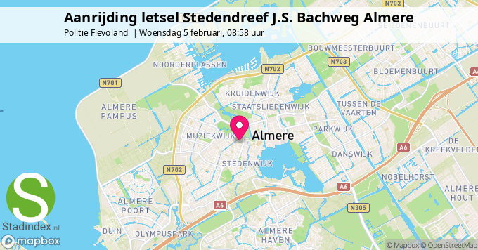 Aanrijding letsel Stedendreef J.S. Bachweg Almere