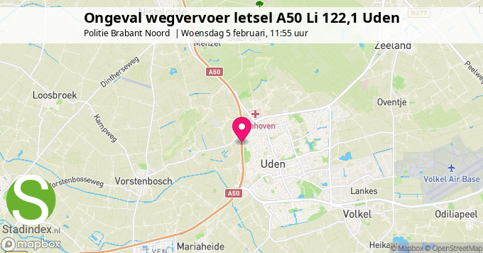 Ongeval wegvervoer letsel A50 Li 122,1 Uden