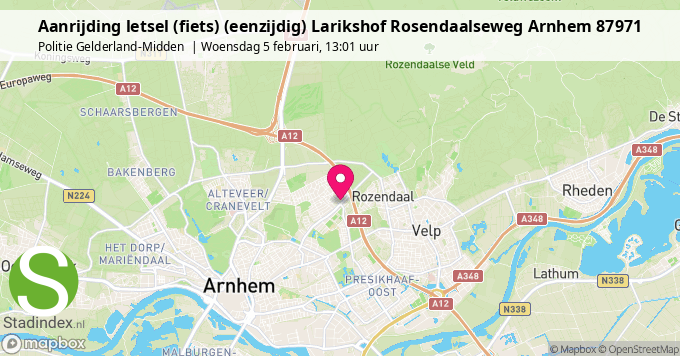 Aanrijding letsel (fiets) (eenzijdig) Larikshof Rosendaalseweg Arnhem 87971