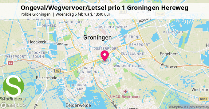 Ongeval/Wegvervoer/Letsel prio 1 Groningen Hereweg