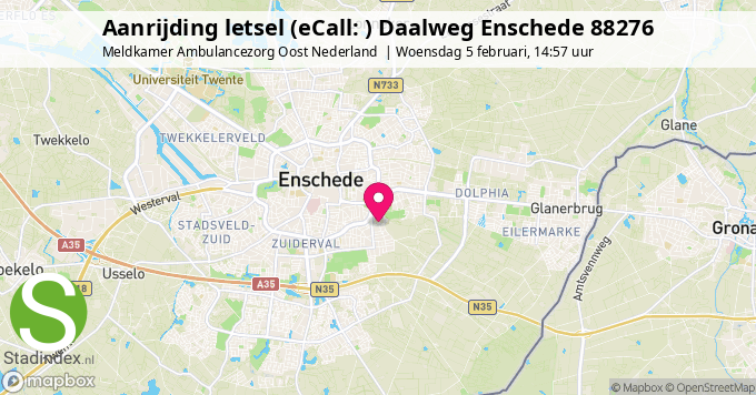 Aanrijding letsel (eCall: ) Daalweg Enschede 88276