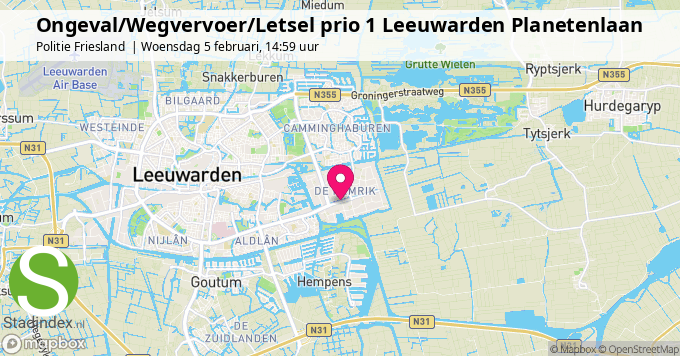 Ongeval/Wegvervoer/Letsel prio 1 Leeuwarden Planetenlaan