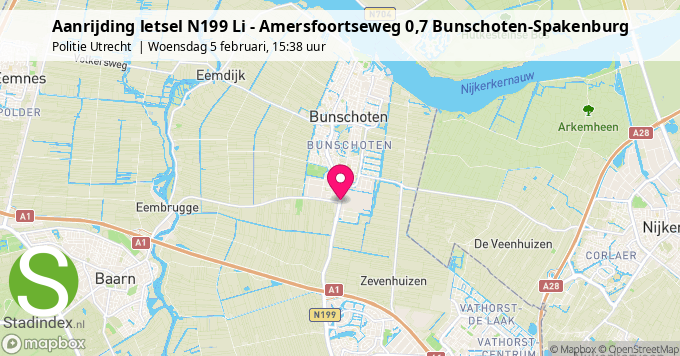 Aanrijding letsel N199 Li - Amersfoortseweg 0,7 Bunschoten-Spakenburg