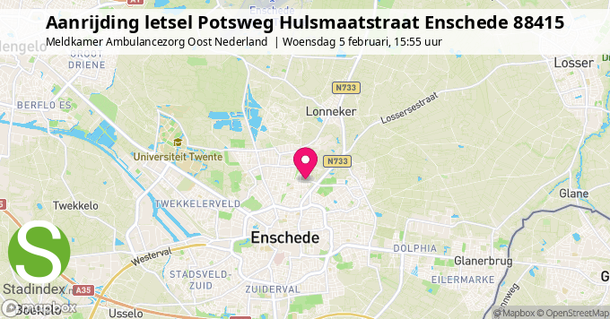 Aanrijding letsel Potsweg Hulsmaatstraat Enschede 88415