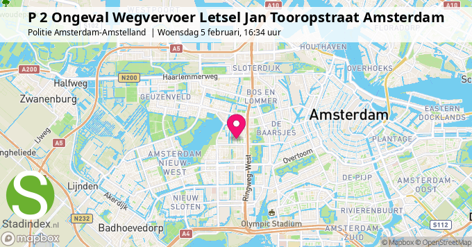 P 2 Ongeval Wegvervoer Letsel Jan Tooropstraat Amsterdam