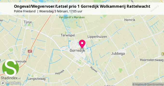 Ongeval/Wegvervoer/Letsel prio 1 Gorredijk Wolkammerij Rattelwacht