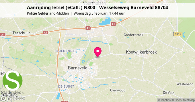 Aanrijding letsel (eCall: ) N800 - Wesselseweg Barneveld 88704