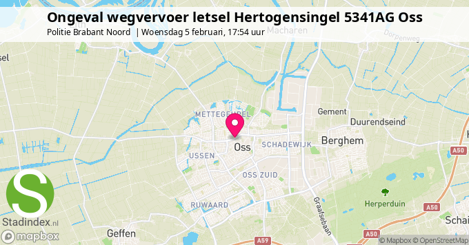 Ongeval wegvervoer letsel Hertogensingel 5341AG Oss